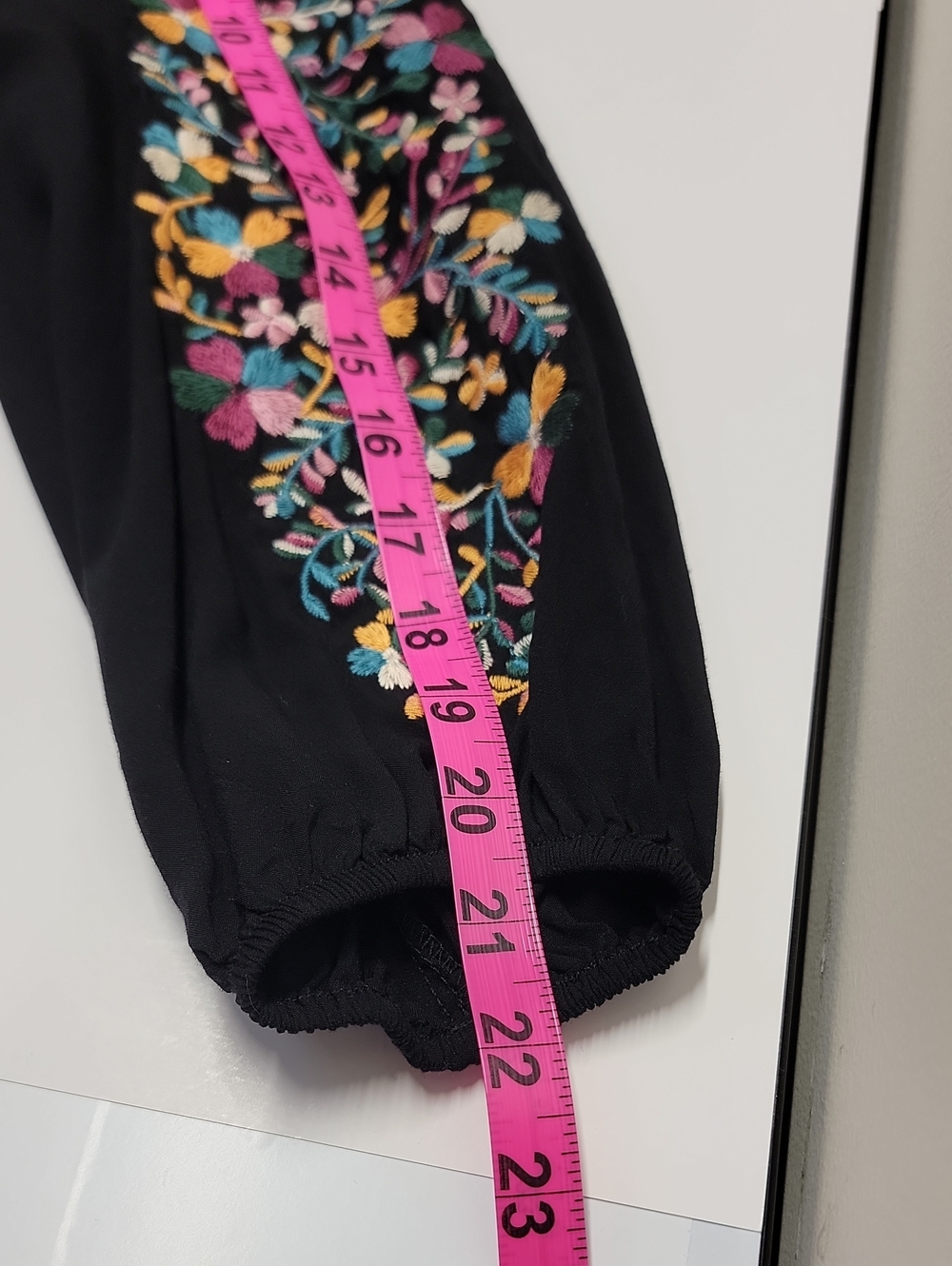 Savanna Jane Black Colorful Floral Embroidered Long-Sleeve Tunic Sz Large - Picture 11 of 16